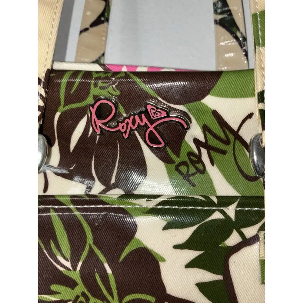 Vintage Y2K Roxy Luggage Weekend Bag Purse Handbag Carry On Aloha Floral Cream